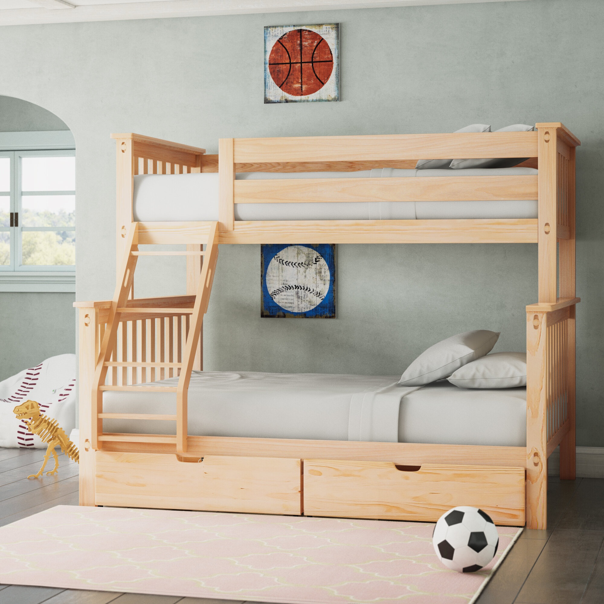 Pine Wood Bunk Beds Twin Bed Bedroom Furniture Bunkbeds Bunkbed Twin over Twin 