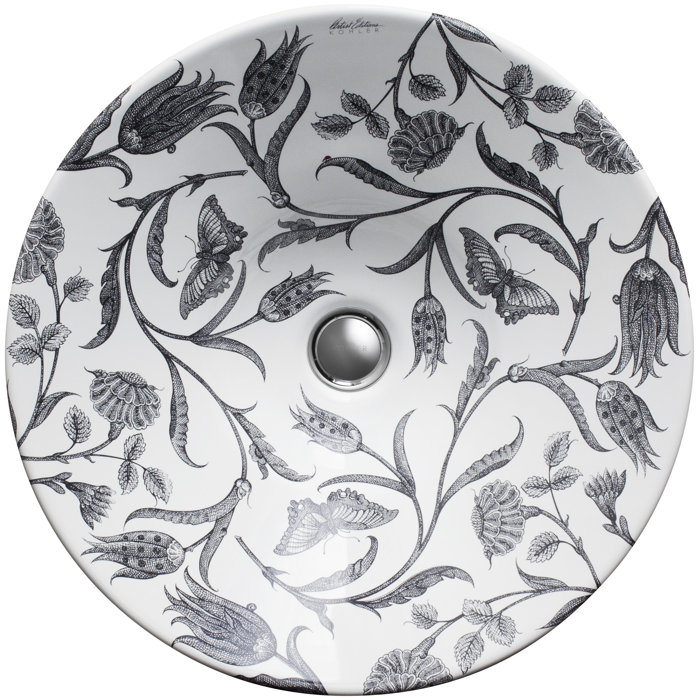 Kohler Botanical Study Ceramic Circular Vessel Bathroom Sink Botanical Study Ceramic Circular Vessel Bathroom Sink