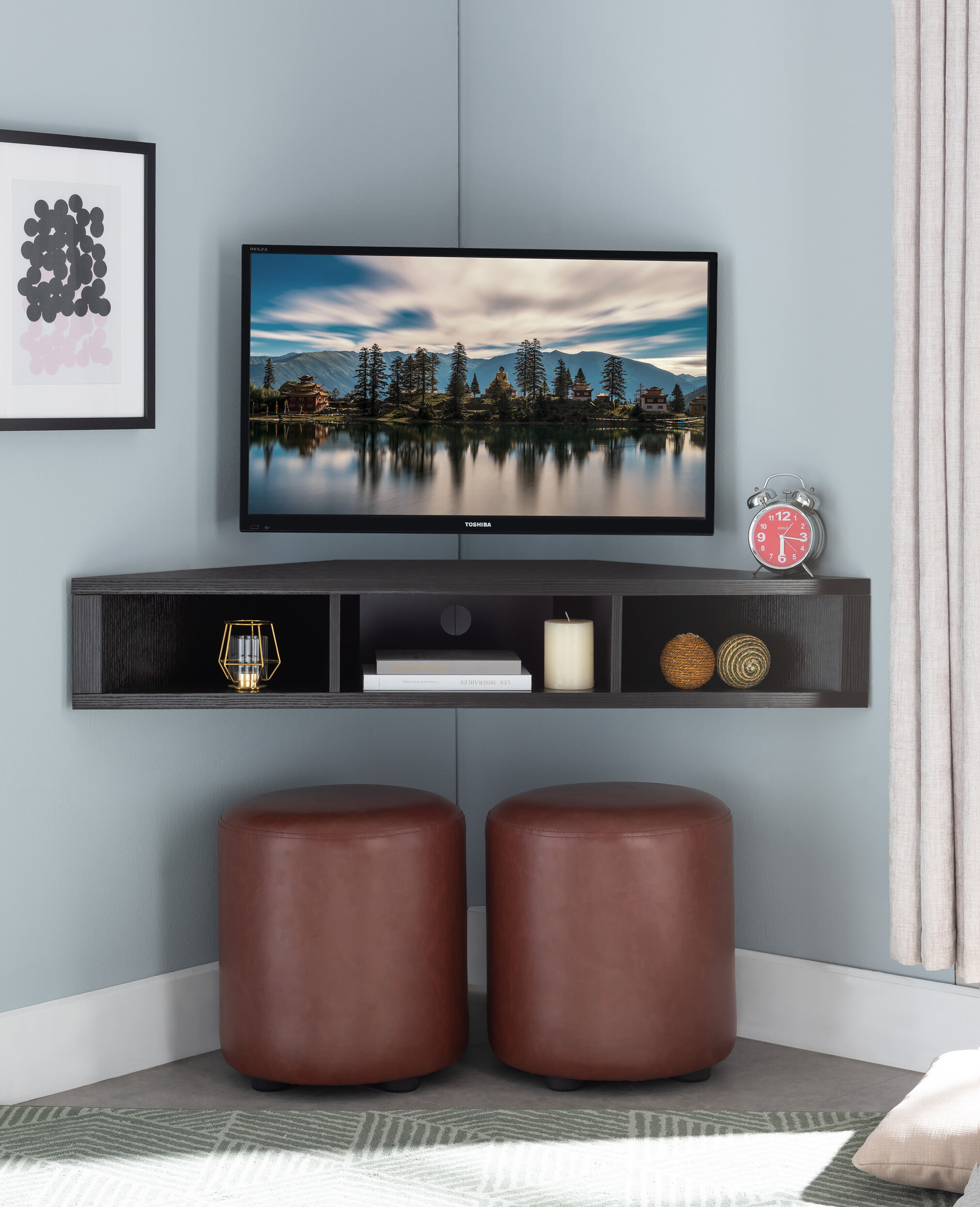 Ebern Designs French Floating Corner Tv Stand For Tvs Up To 50