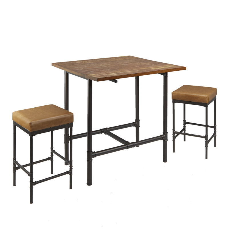 Lark Manor Serenity Pipe Fitting 3 Piece Drop Leaf Dining Set