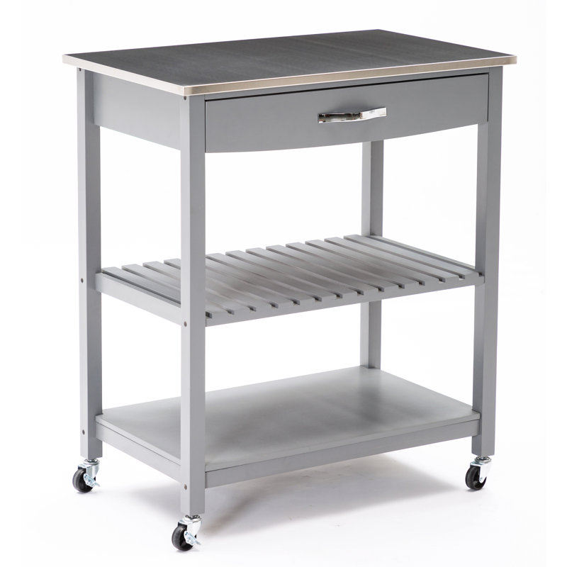 Ebern Designs Fast Forward Kitchen Cart With Stainless Steel Top