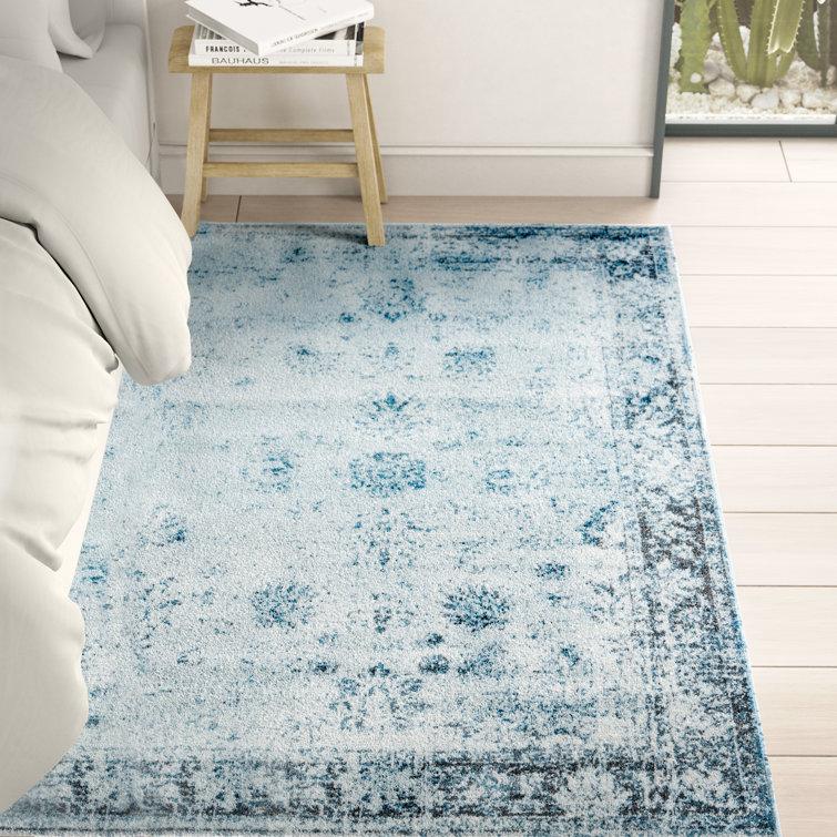 mistana brandt floral light blue navy area rug reviews wayfair