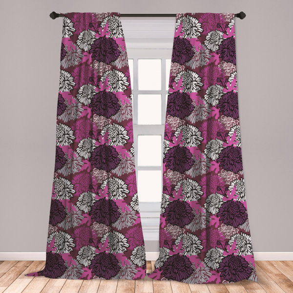 East Urban Home Ambesonne Dahlia Curtains Drawing Of Large