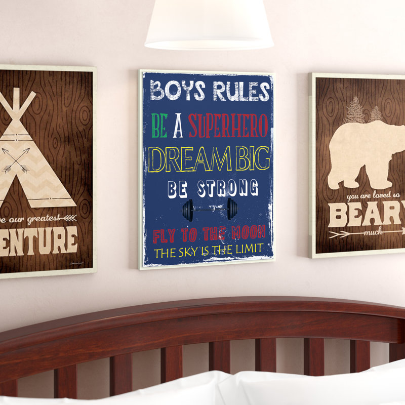 Harriet Bee Paxson Boys Rules The Sky Is The Limit Wall Plaque