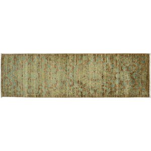 One-of-a-Kind Eclectic Hand-Knotted Brown Area Rug