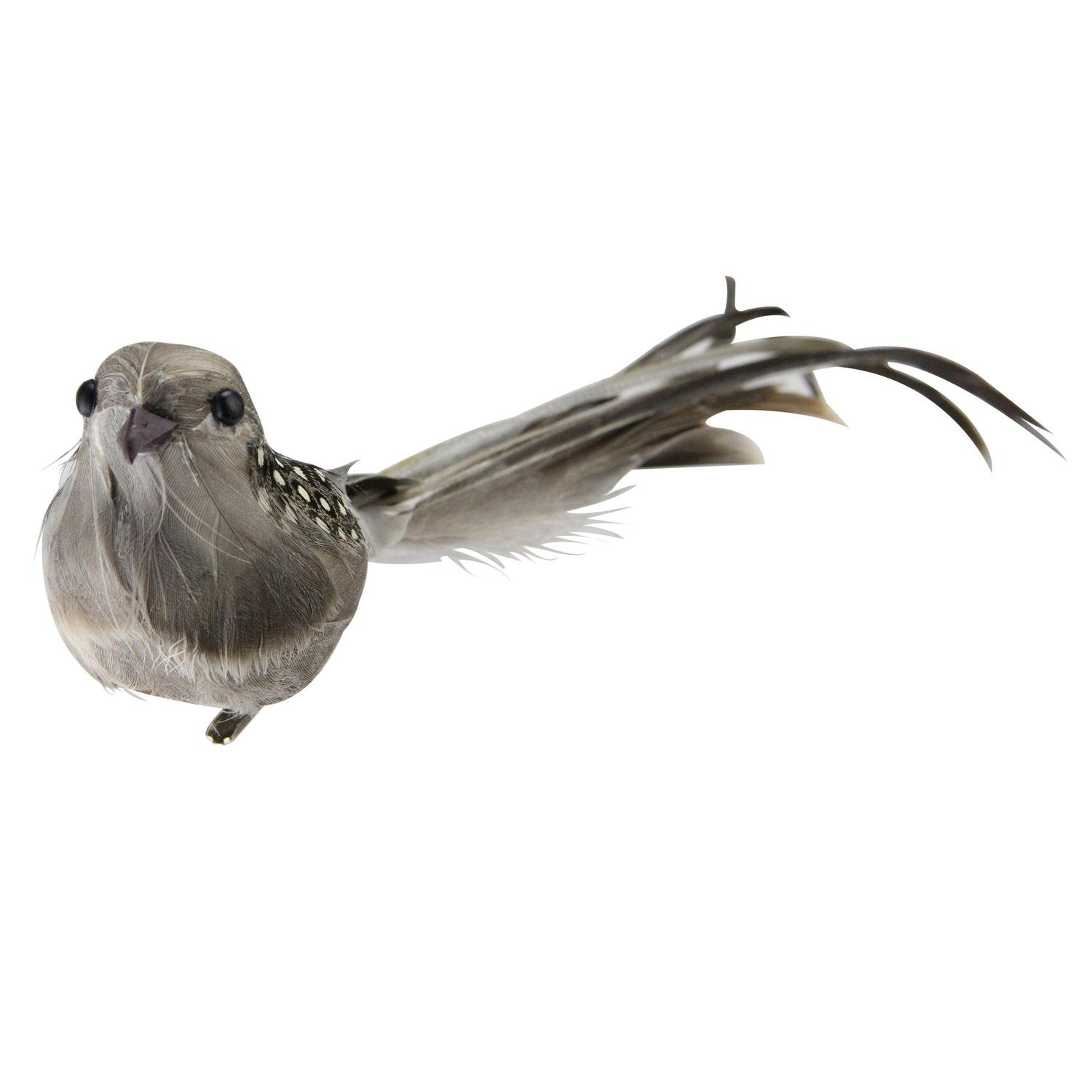 White Iridescent Long Tail Fluffy Feather Bird Decoration Clip on Christmas Tree