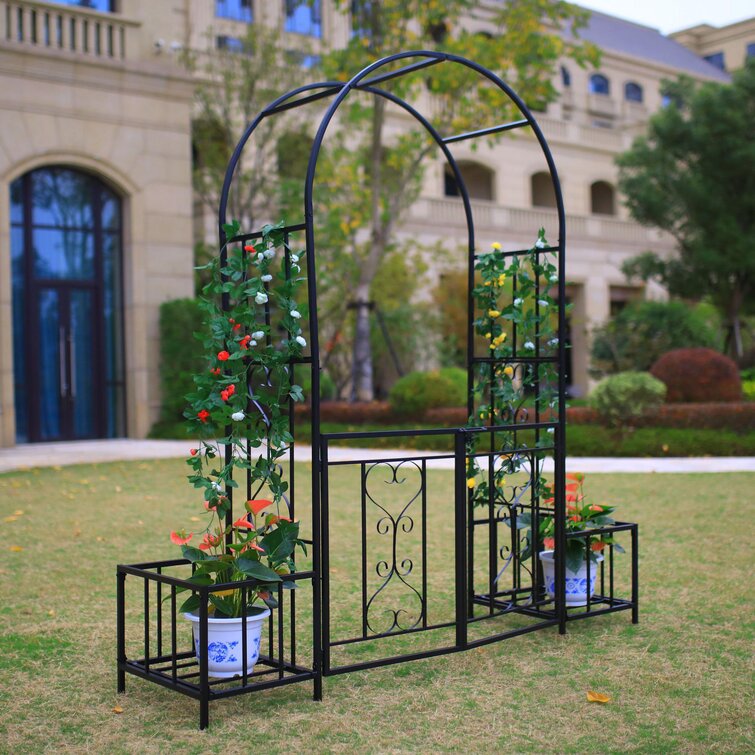 Garden Arch Iron Arched Arbor Trellis Plant Support Outdoor Gate Structure Green 