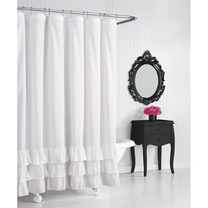 Shower Curtains Hooks Liners White Basics Ruffled Shower
