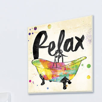 Ebern Designs Relax Rainbow Colors Icon Bath Painting Print On