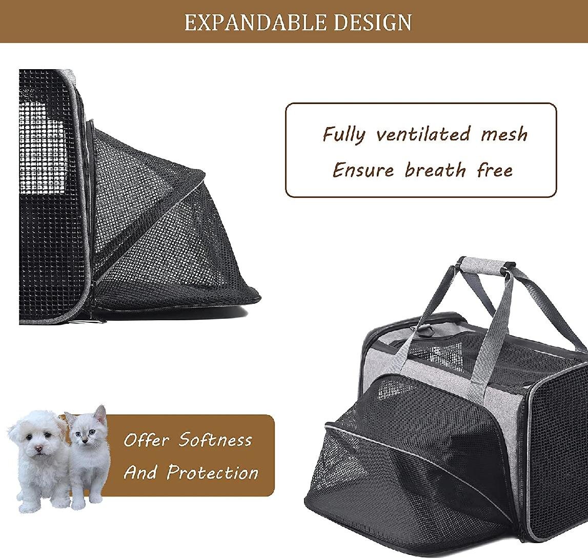 Cat Carrier Dog Carrier Portable Pet Transport Bag with Adjustable Shoulder Strap Mesh Window Reflective Strip and Removable Cozy Soft Cushion Pet Travel Carrier Airline Approved for Small Dogs Cats 