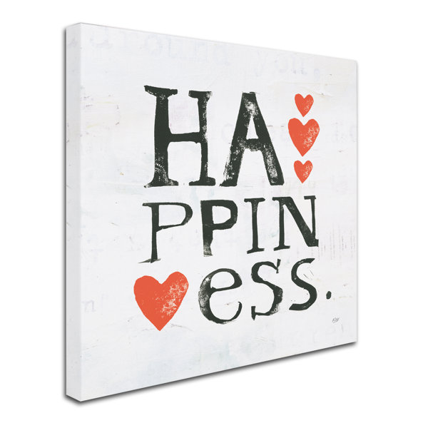 Trademark Art Happiness Textual Art On Wrapped Canvas Wayfair