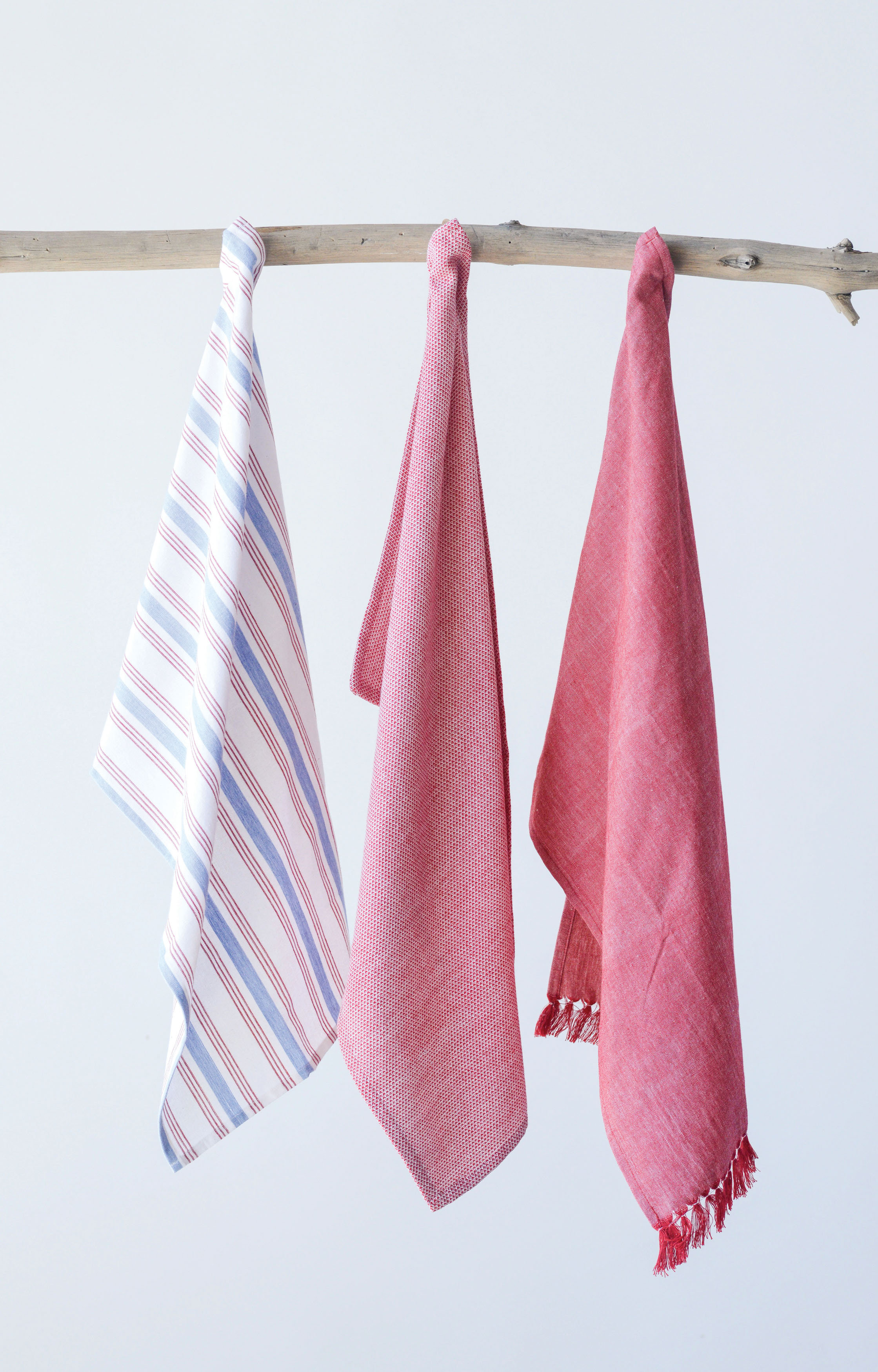 red cotton tea towels