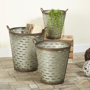 Vintage Olive Bucket Wayfair Iron Olive Bucket With Handle Set Of 3