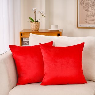 Red Floral Rug Cushion Cover Luxury Colorful Velvet Pillow Case Lounge Gift 