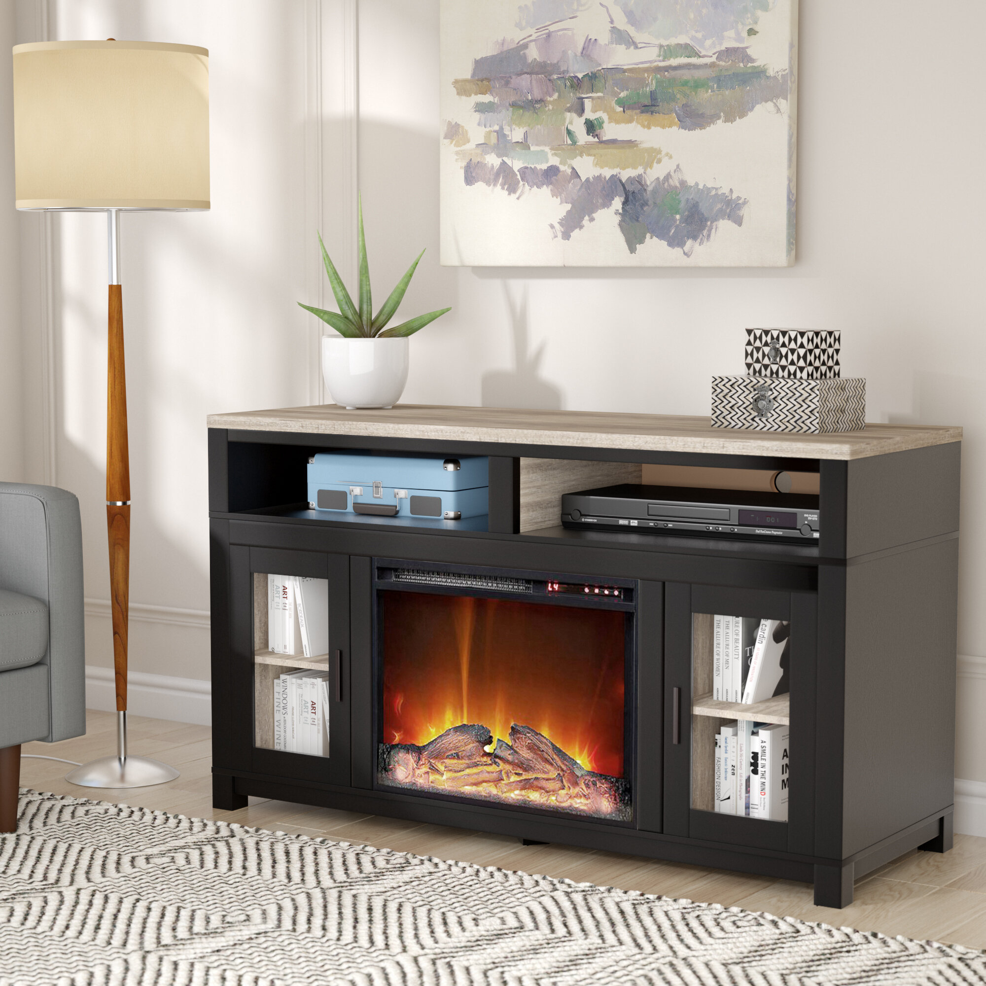 Electric Fireplace 60 Inches
 - Andover Mills Zahara Tv Stand For Tvs Up To 60 Inches With Electric Fireplace Included Reviews Wayfair