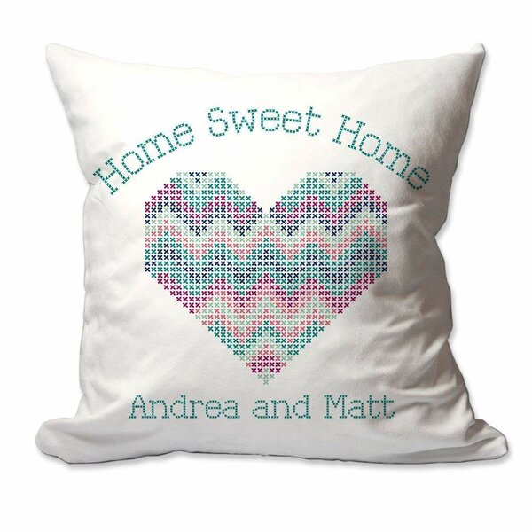 Winston Porter Kratika Personalized Cross Stitch Look Home Sweet Home Throw Pillow Cover Wayfair