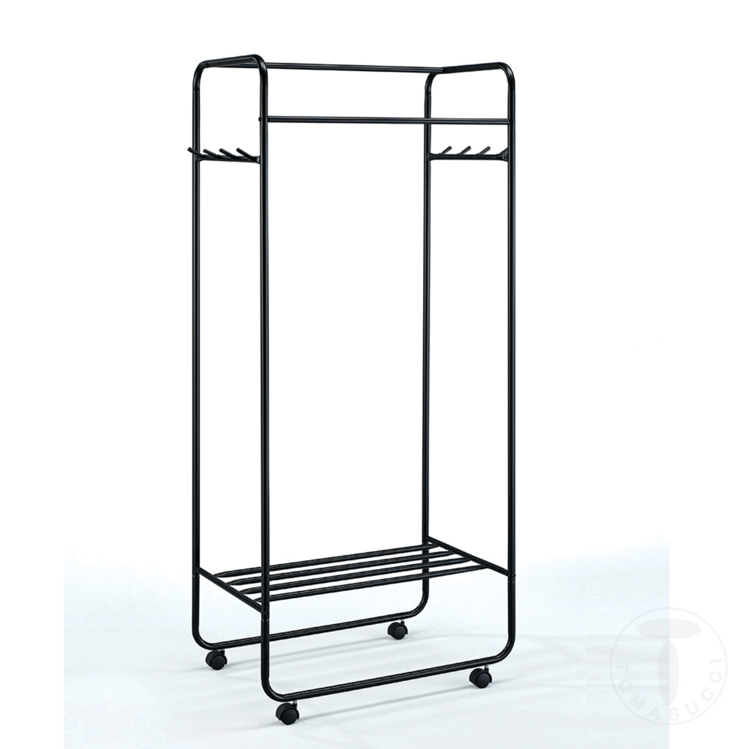 Tomasucci Freestanding Valet Stand with Storage in Black Wayfair.co.uk