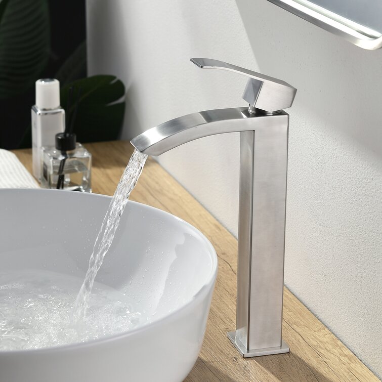 11" LED Waterfall Bathroom Faucet Water Flow One Handle/Hole Lavatory Vessel 