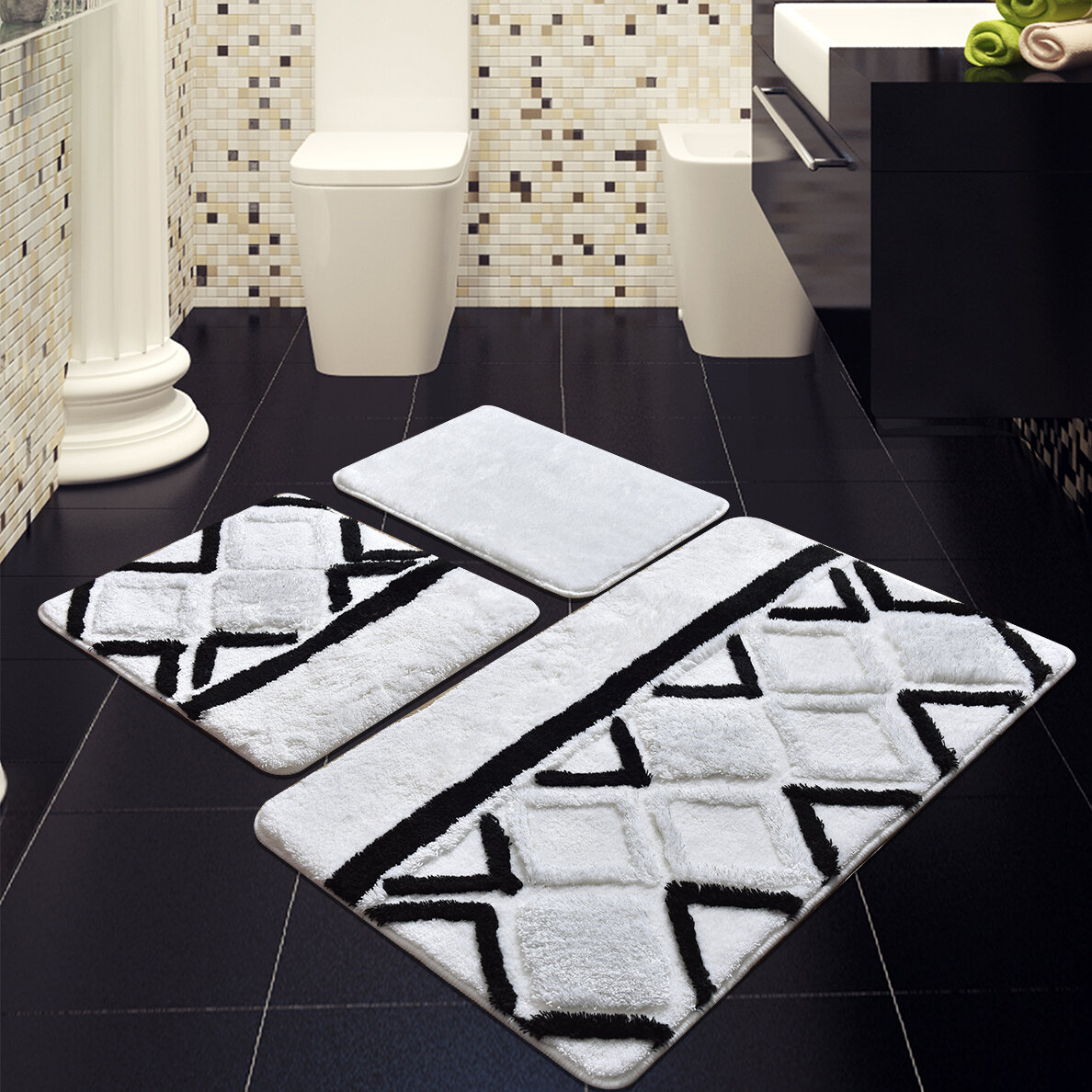 white bath mat set