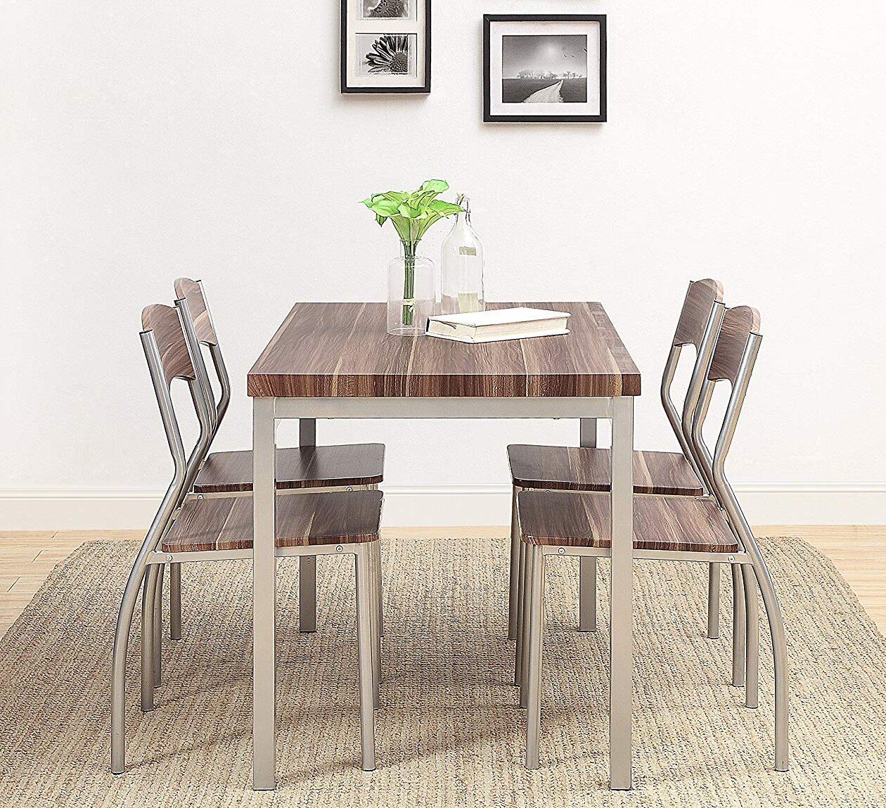 Tidyard Dining Table Simple Elegance Stable and Durable for Family Dinner or Potluck High Gloss Grey 80x80x75 cm Chipboard 