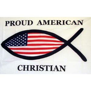 Proud American Christian Fish Traditional Flag