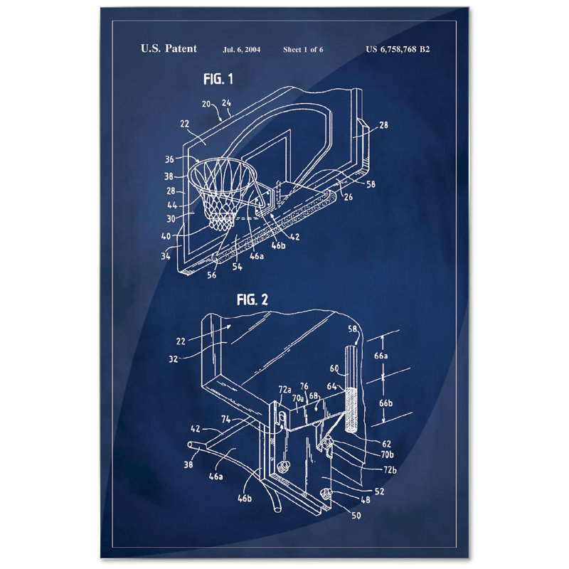 Latitude Run Basketball Hoop Patent Framed Printed Print On