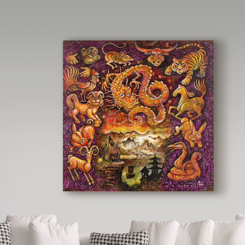Trademark Art Chinese Zodiac Acrylic Painting Print On Wrapped