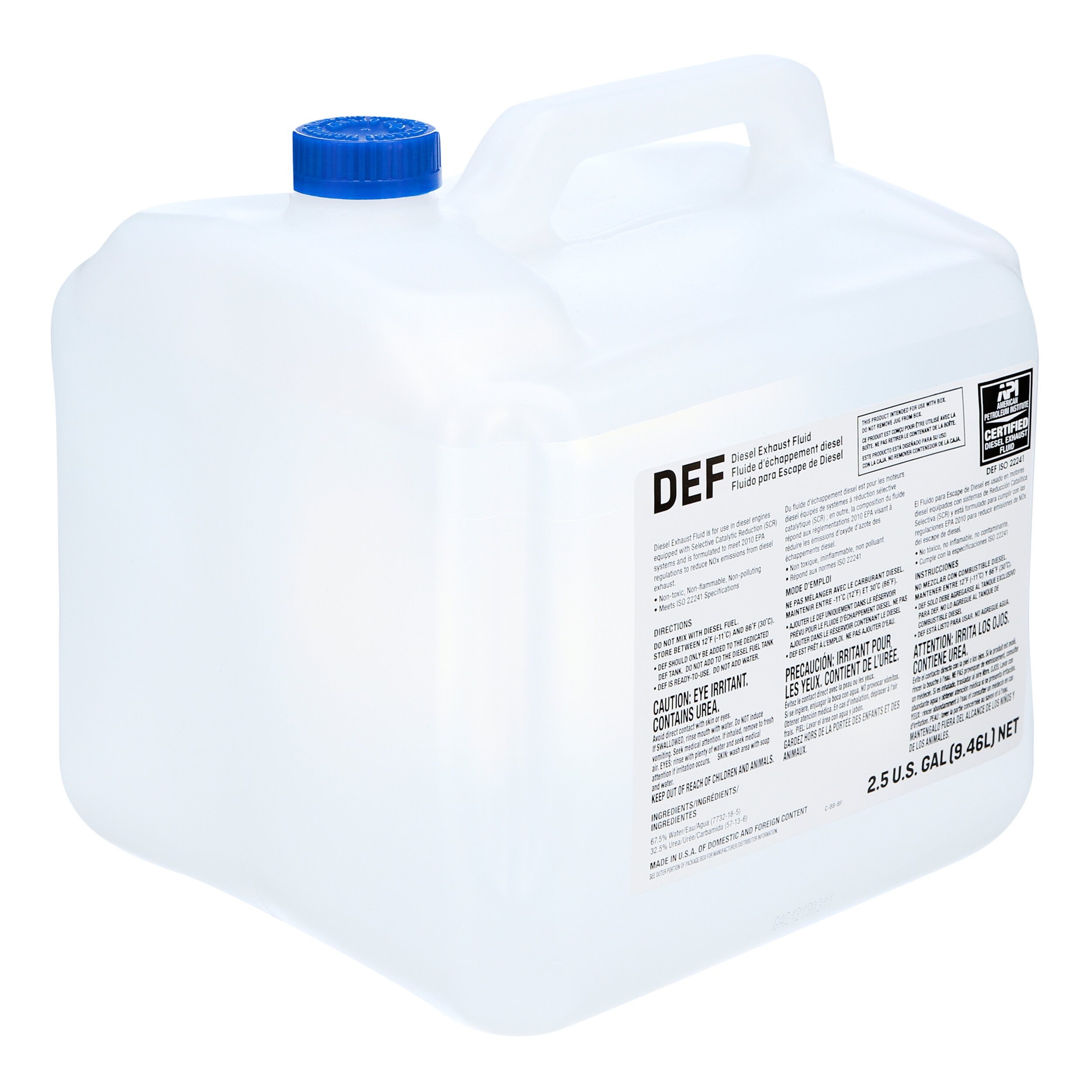 BlueDEF Diesel Exhaust Fluid Synthetic Urea Deionized Water 2.5 Gallon 4 Pack 