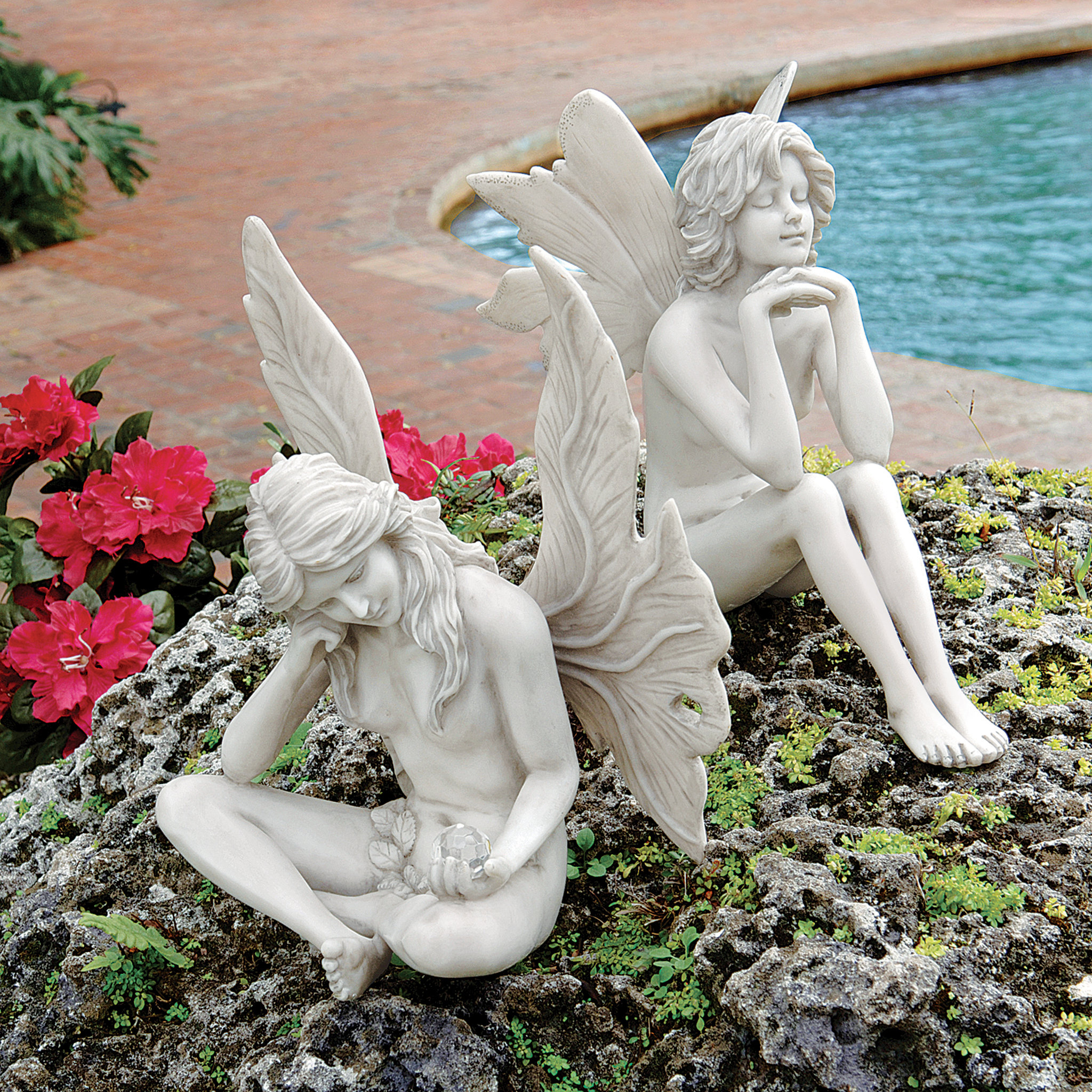 Design Toscano 2 Piece Secret Garden Fairy Statue Set & Reviews Wayfair