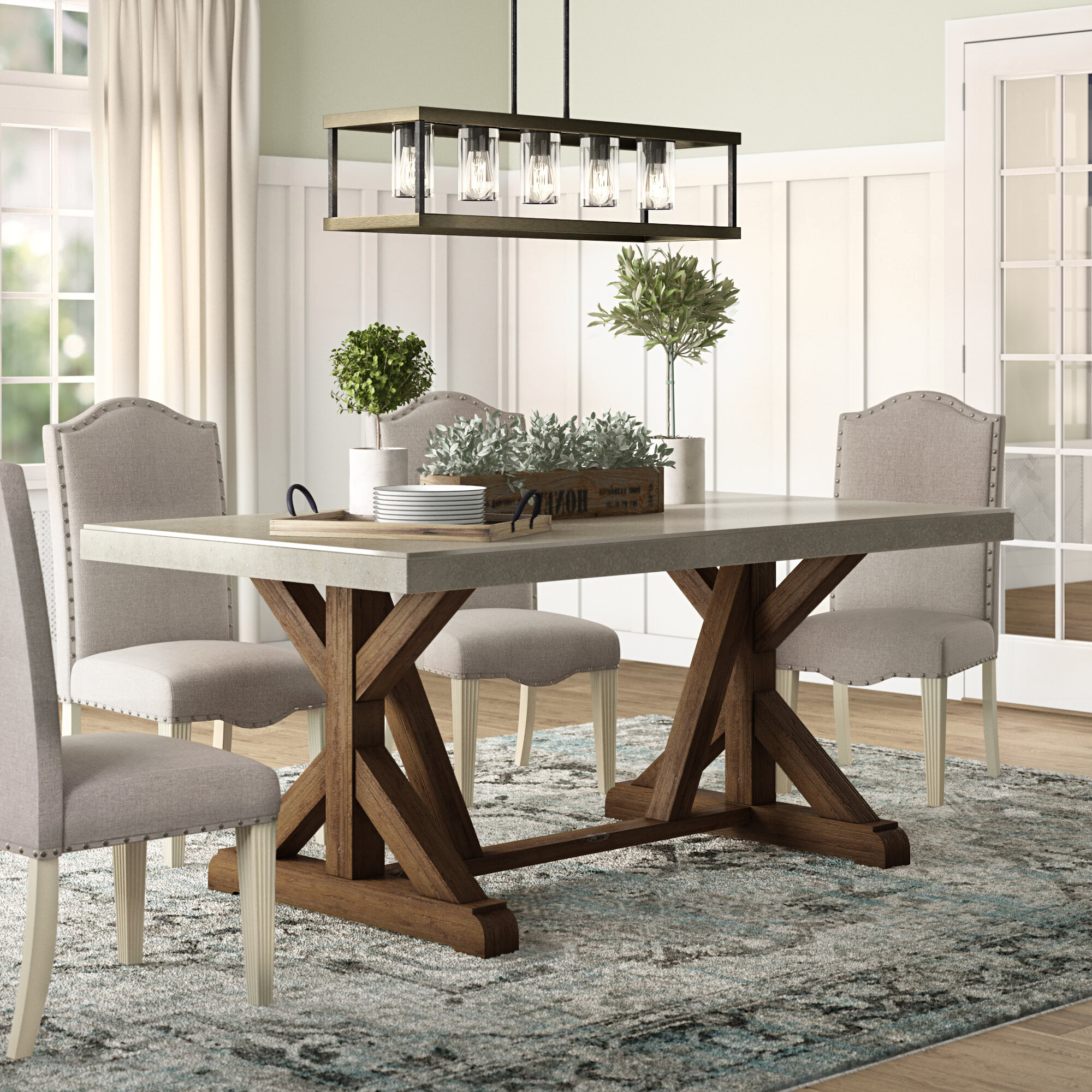 Beekman Trestle Concrete Dining Table Reviews Birch Lane