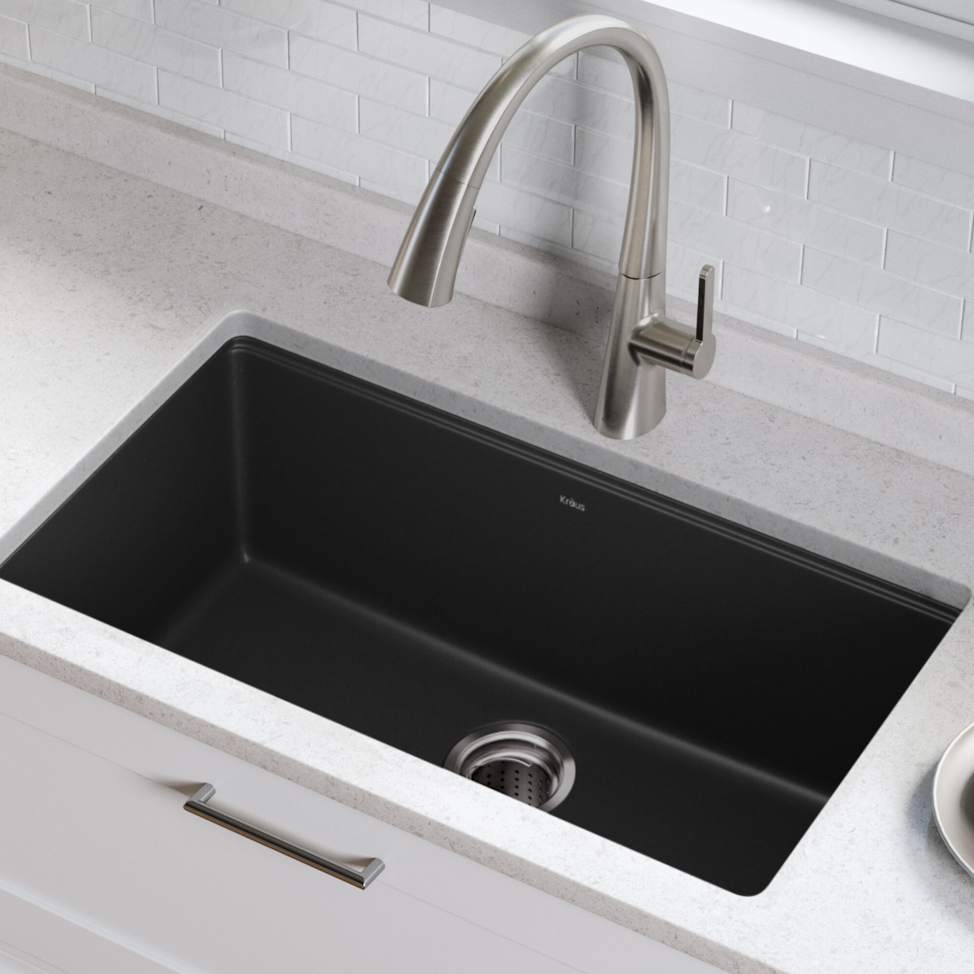 Kgu 413b Kraus 305 L X 17 W Undermount Kitchen Sink With Basket Strainer Reviews Wayfair