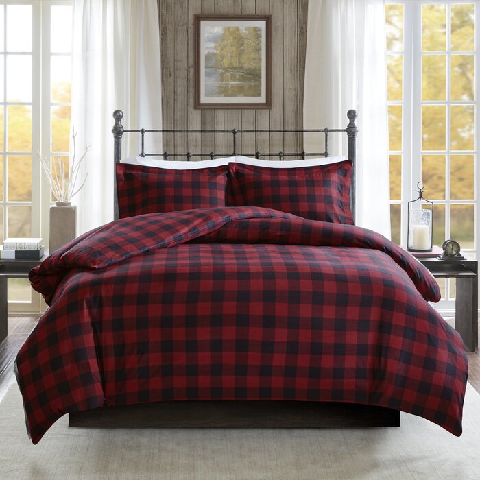 Brushed Cotton Flannelette Tartan Check Duvet Quilt Cover Set