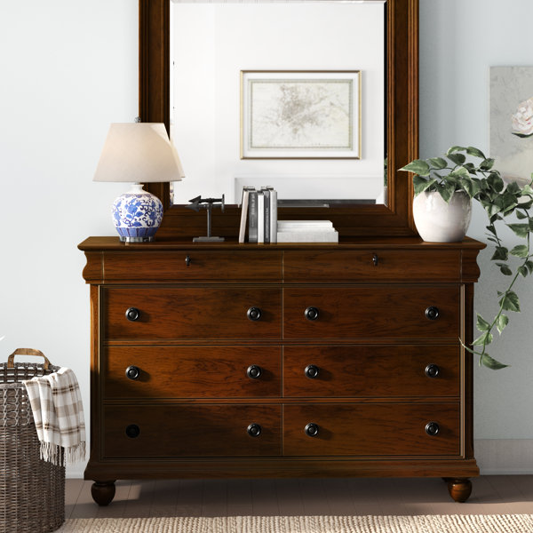 Charlton Home Warlick 8 Drawer Double Dresser With Mirror Reviews Wayfair