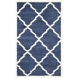 Maritza Navy/Beige Indoor/Outdoor Woven Area Rug