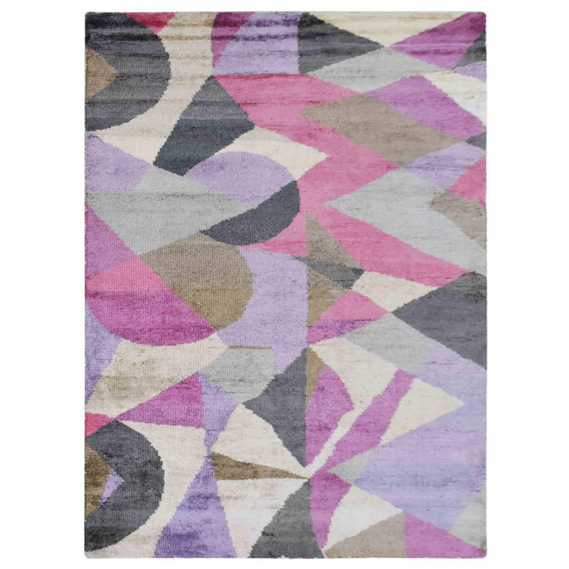 George Oliver Patchway Abstract Hand Knotted Purple Area Rug Wayfair