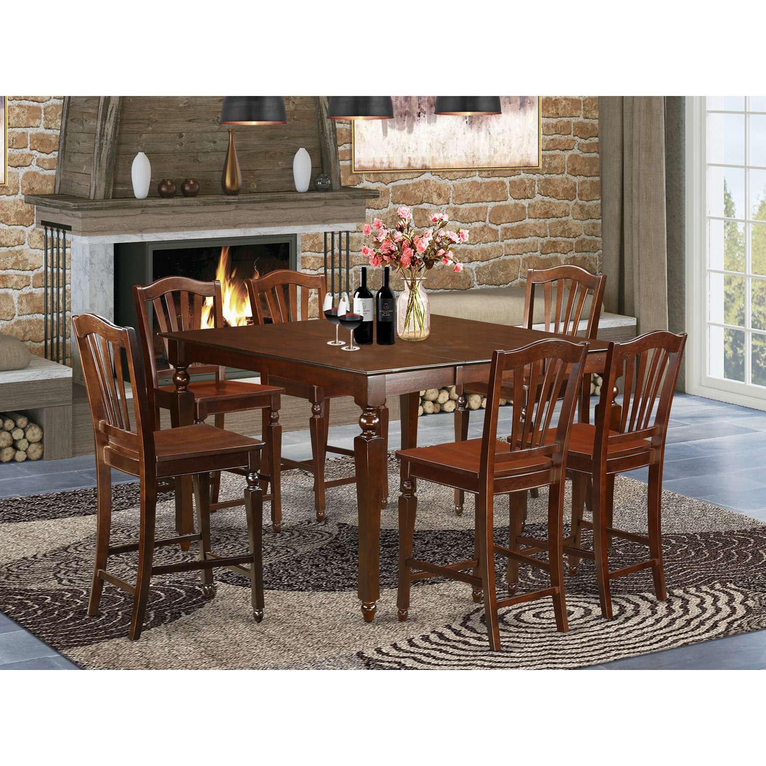 Darby Home Co Ashworth Counter Height Butterfly Leaf Solid Wood Dining ...