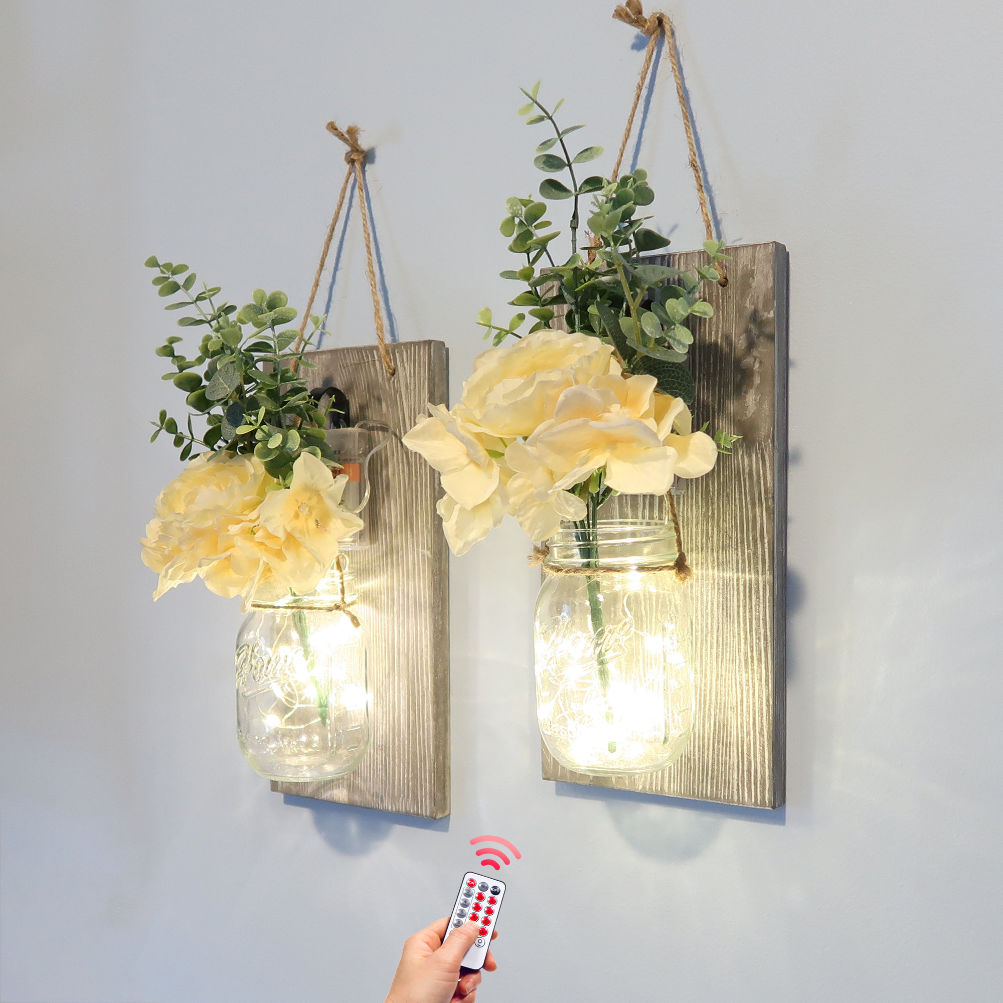 Gracie Oaks Mason Jar Sconces Wall Decor Set & Reviews Wayfair