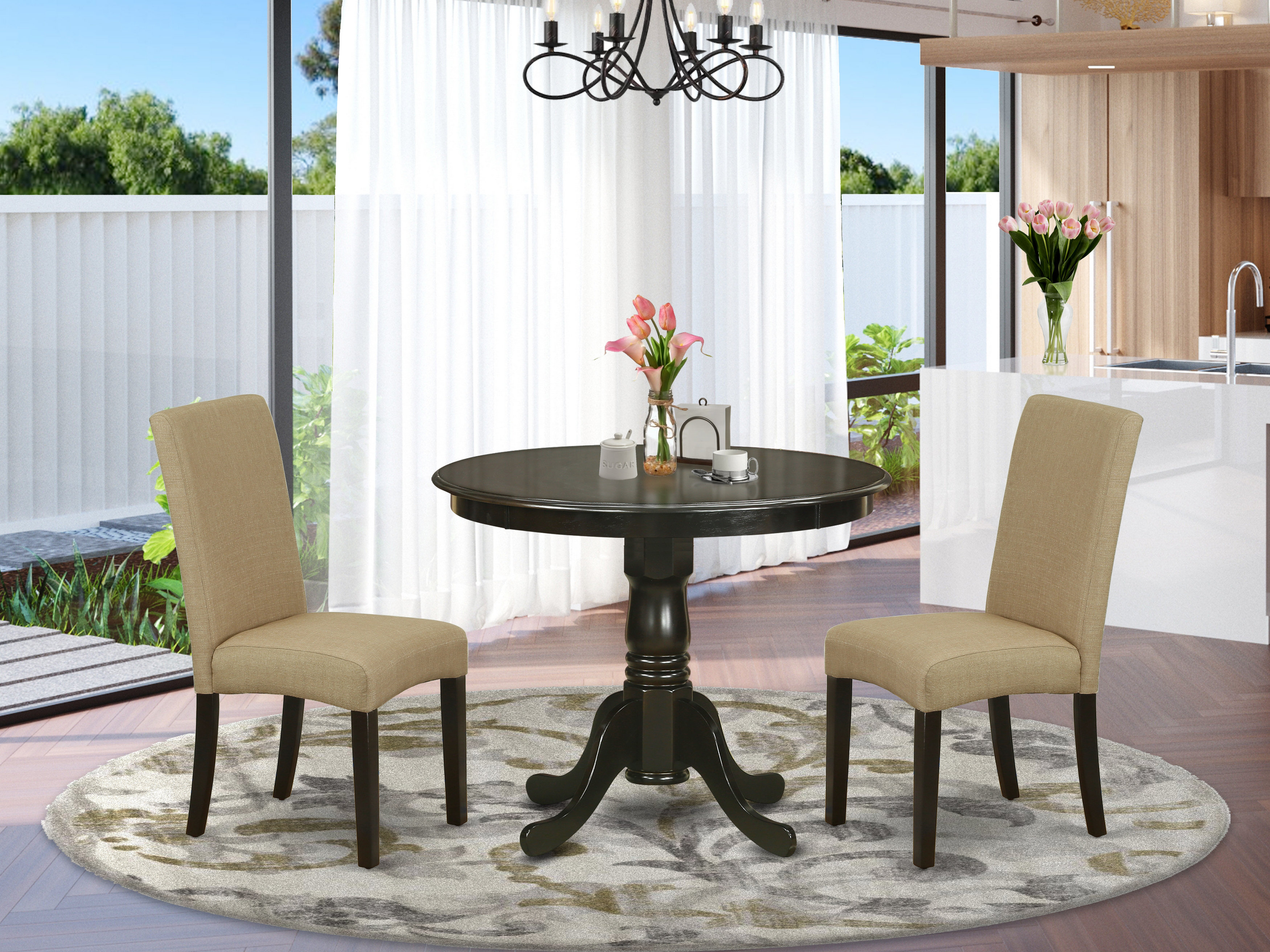 Canora Grey Godwin 3 Piece Solid Wood Dining Set Reviews Wayfair