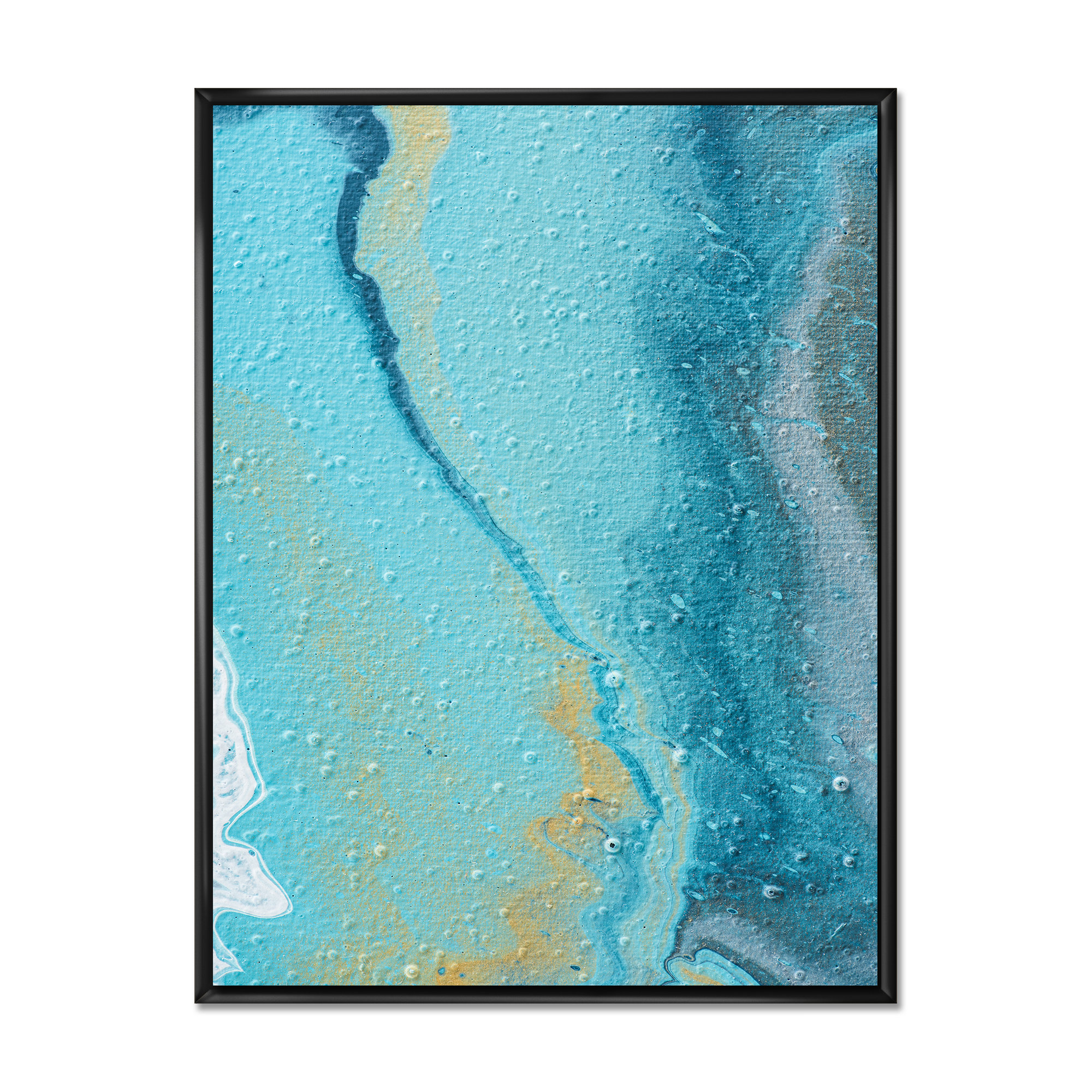 Wrought Studio Blue And Yellow Liquid Marble Art Blue And Yellow Liquid ...