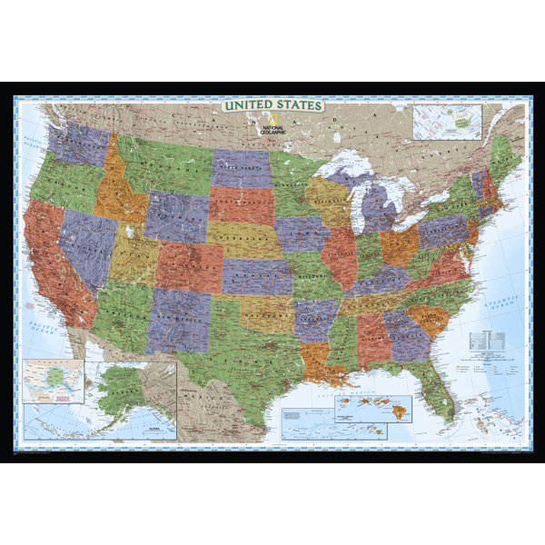 New National Geographic Laminated Classic World Wall Map Standard 43" x 30" 
