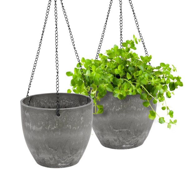 Country Style Flower Plant Rope Hanging Basket Flowerpot Wall Shelf_Grey