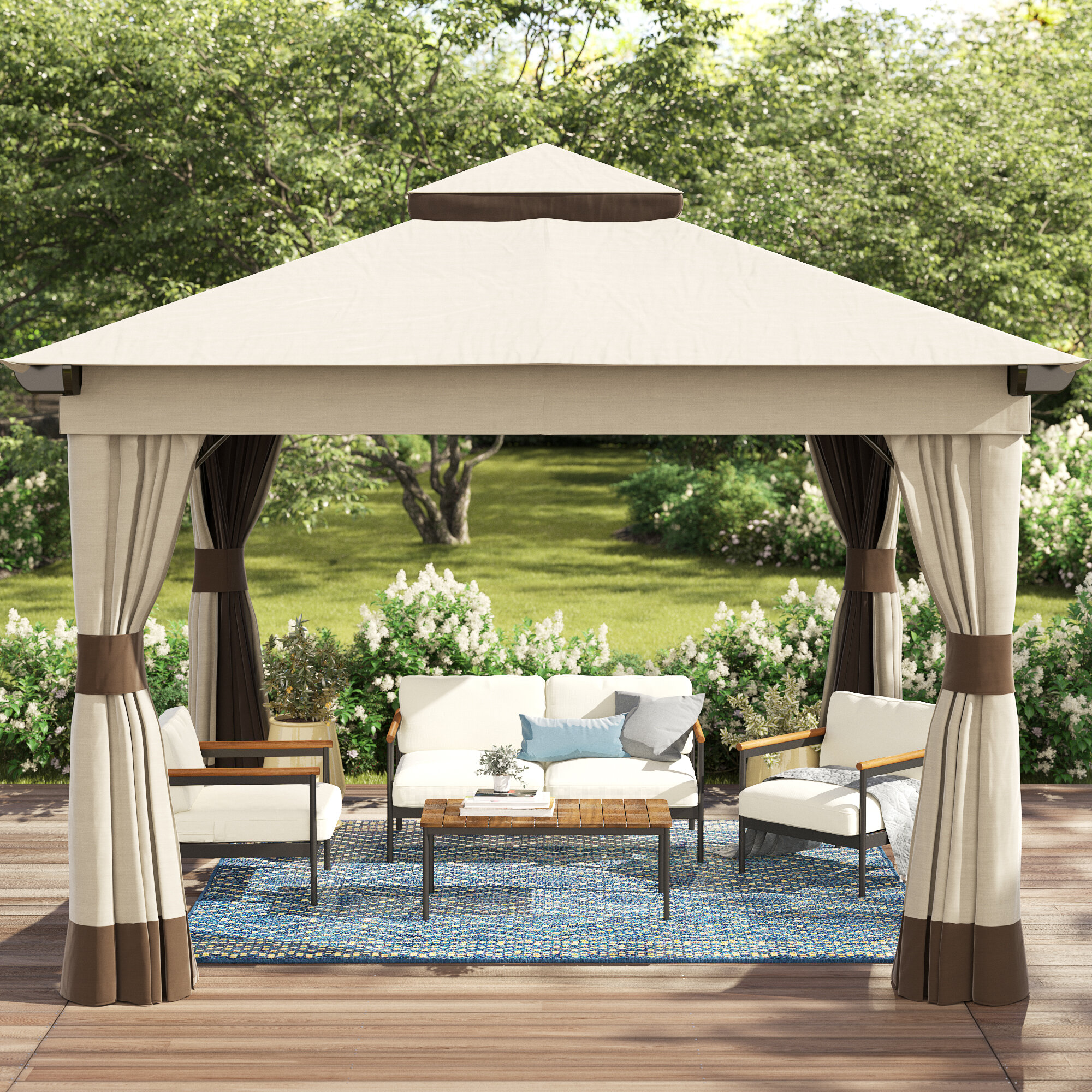 Sunjoy Rosemary 12 5 Ft W X 12 5 Ft D Metal Patio Gazebo