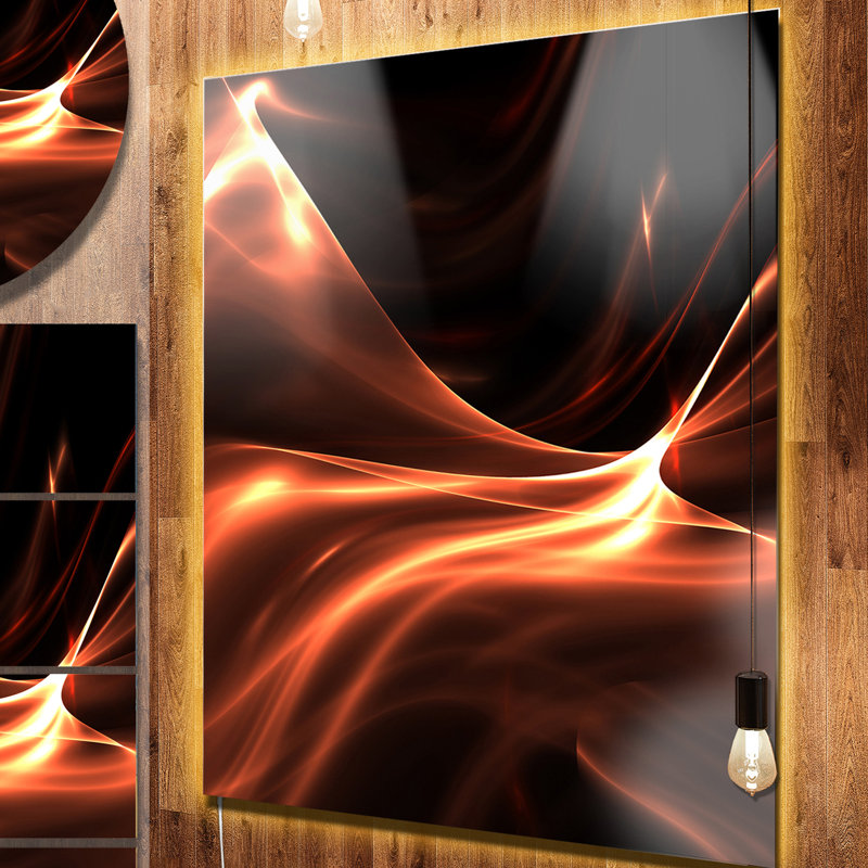 Brown Abstract Warm Fractal Design Led Graphic Art On Metal