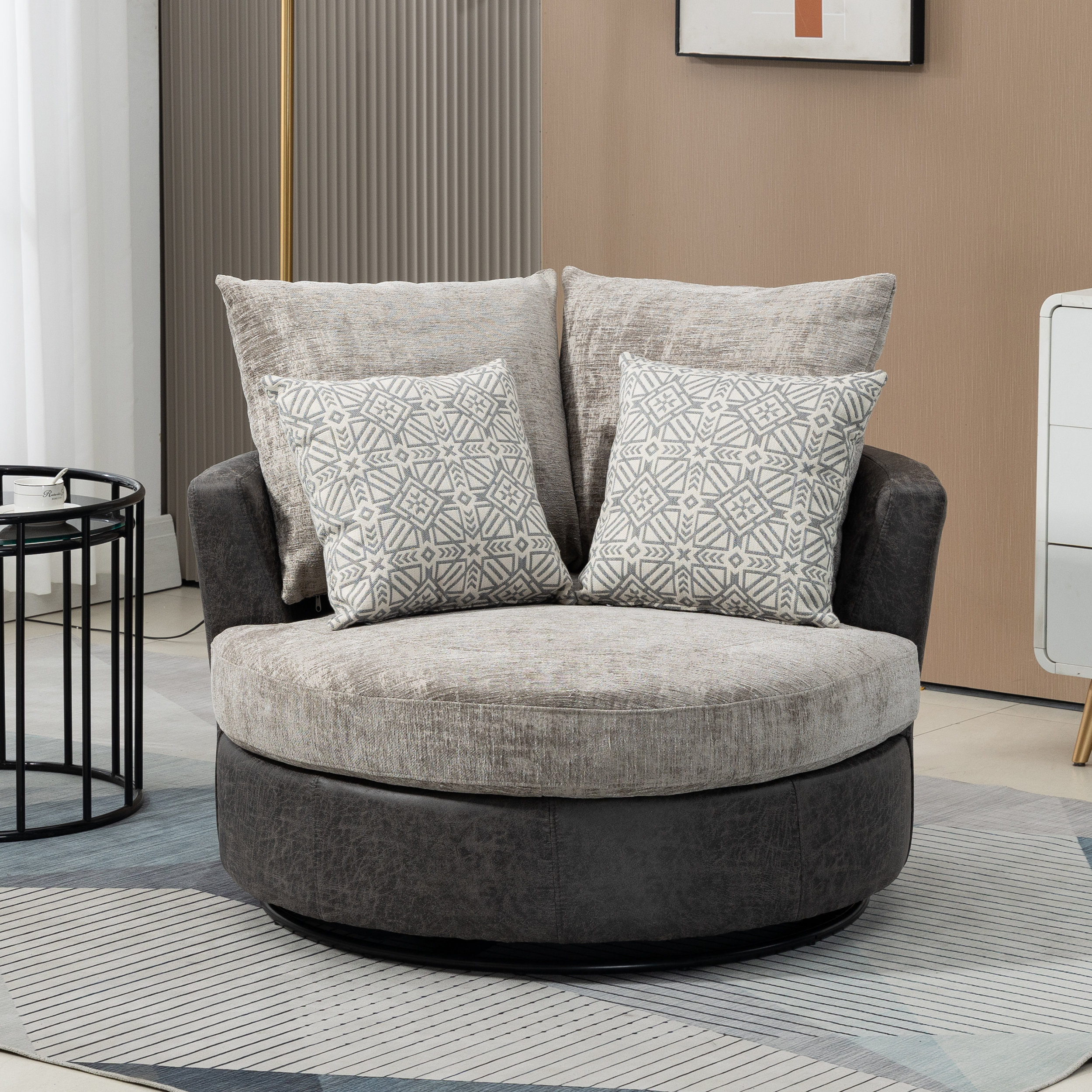 Ebern Designs Swisshelm 42'' Wide Swivel Barrel Chair Wayfair