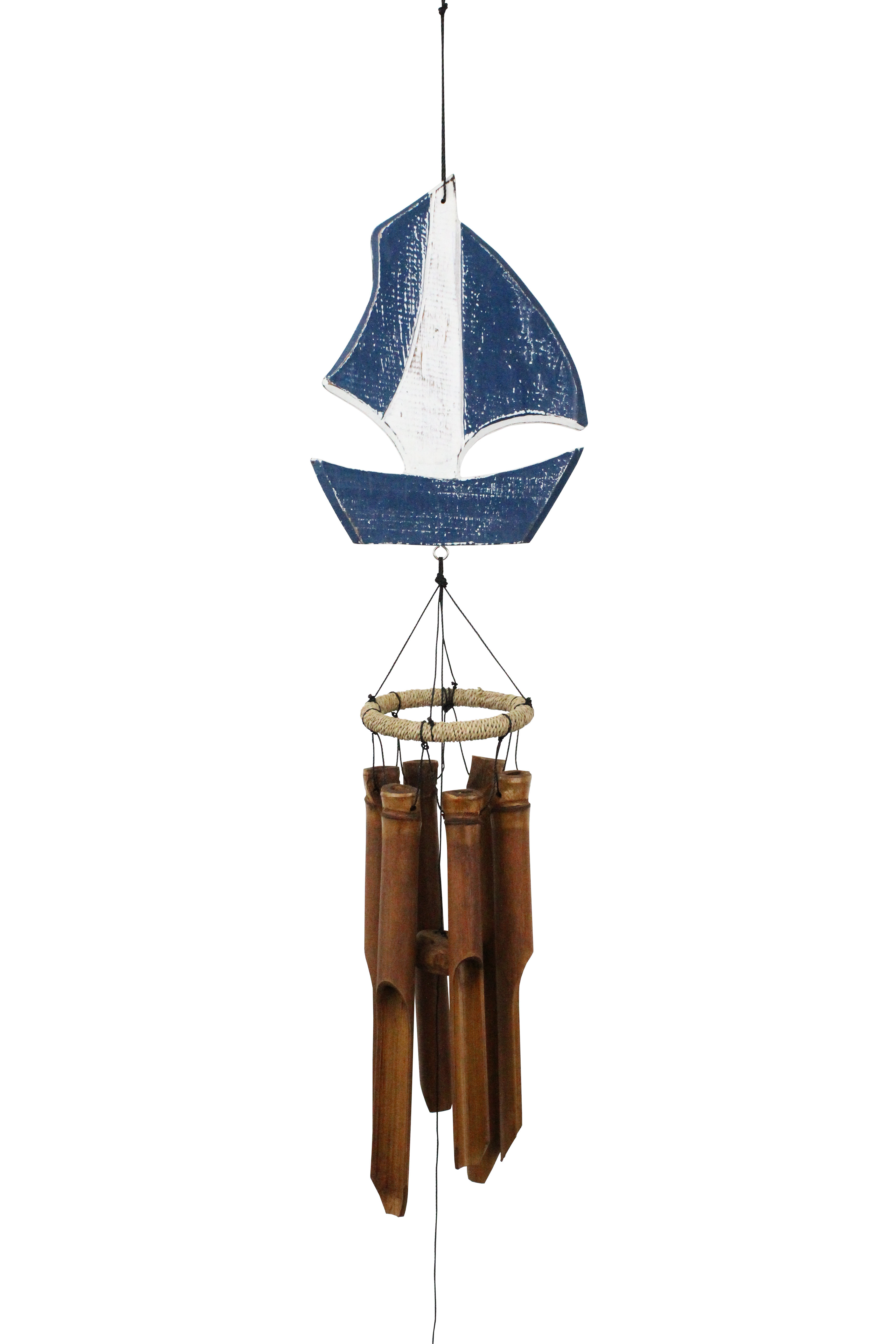 Cowboy Hat Windspiel Aus Bambus – Handgeschnitzt, Mahagoni-Finish, Beruhigende Töne