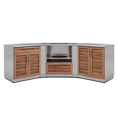 5 Piece Modular Kitchen Package With Kamado Grill Insert Cabinet