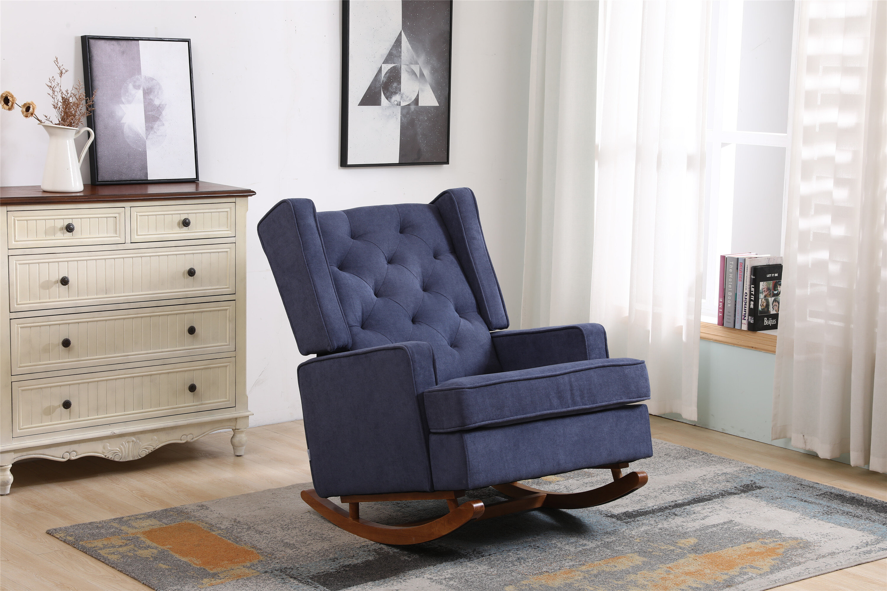 navy rocking chair