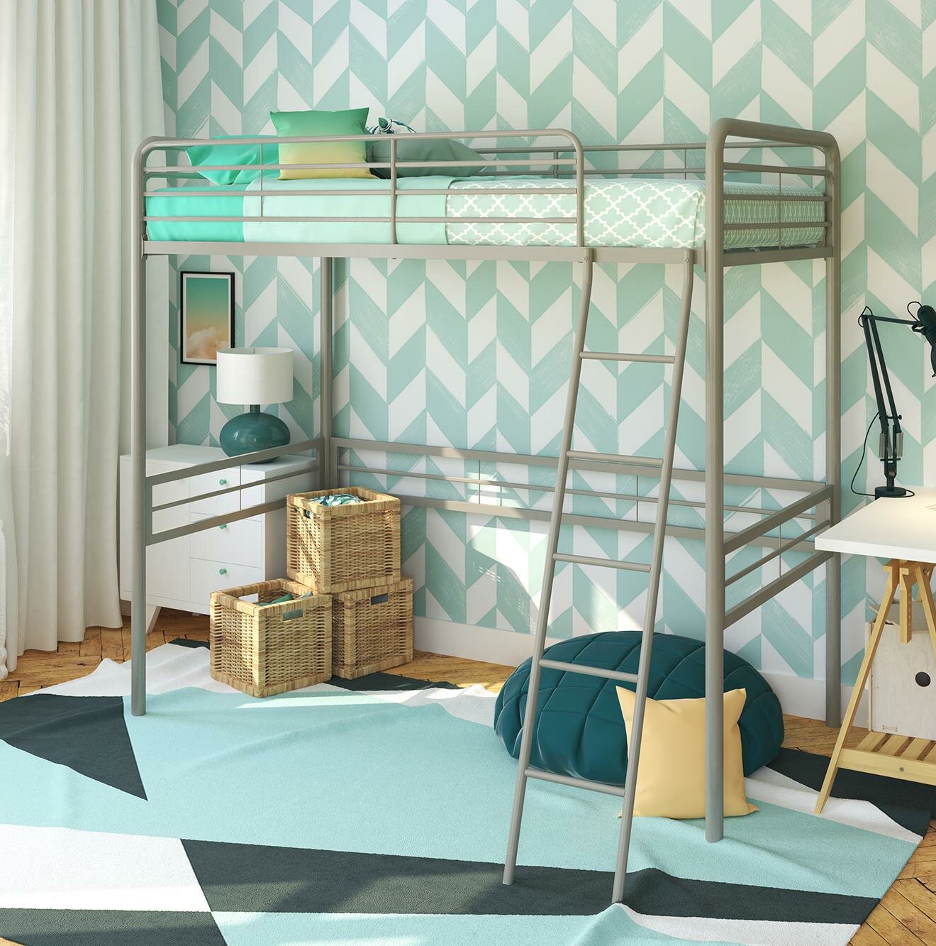 room with loft bed