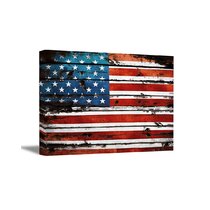 HD American Flag Wall Art Decor Prints Landscape Poster Canvas Art 32 inches Width by 16 inches Wall Art for Bedroom Living Room Large Canvas Art Wall Decor 