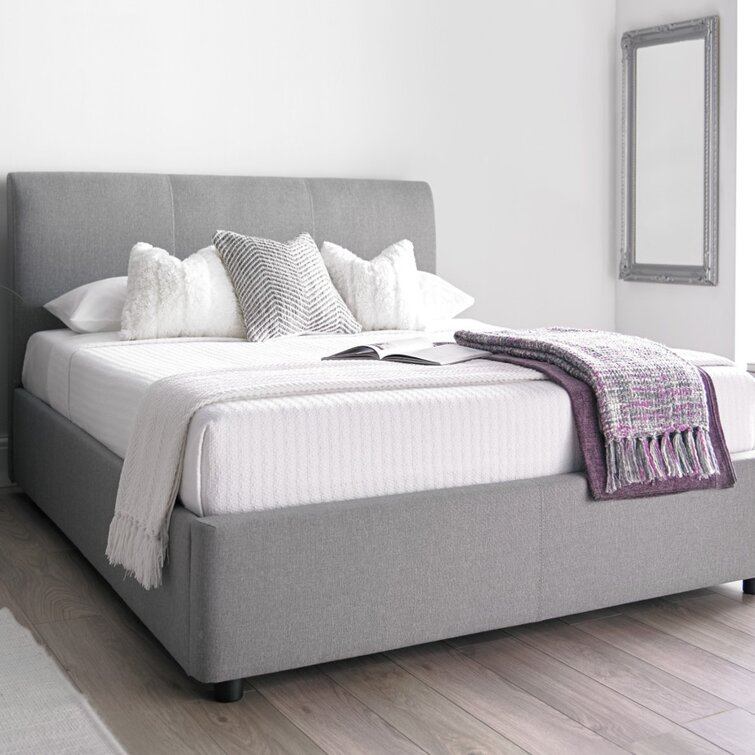 Mid Grey Fabric Time4Sleep Upholstered Double Studio Sprung Base Bed Frame 